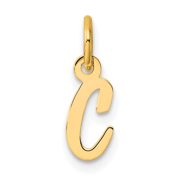 Kazi Luxury 14k Yellow Gold Small Script Letter C Initial Charm - Picture 1 of 4